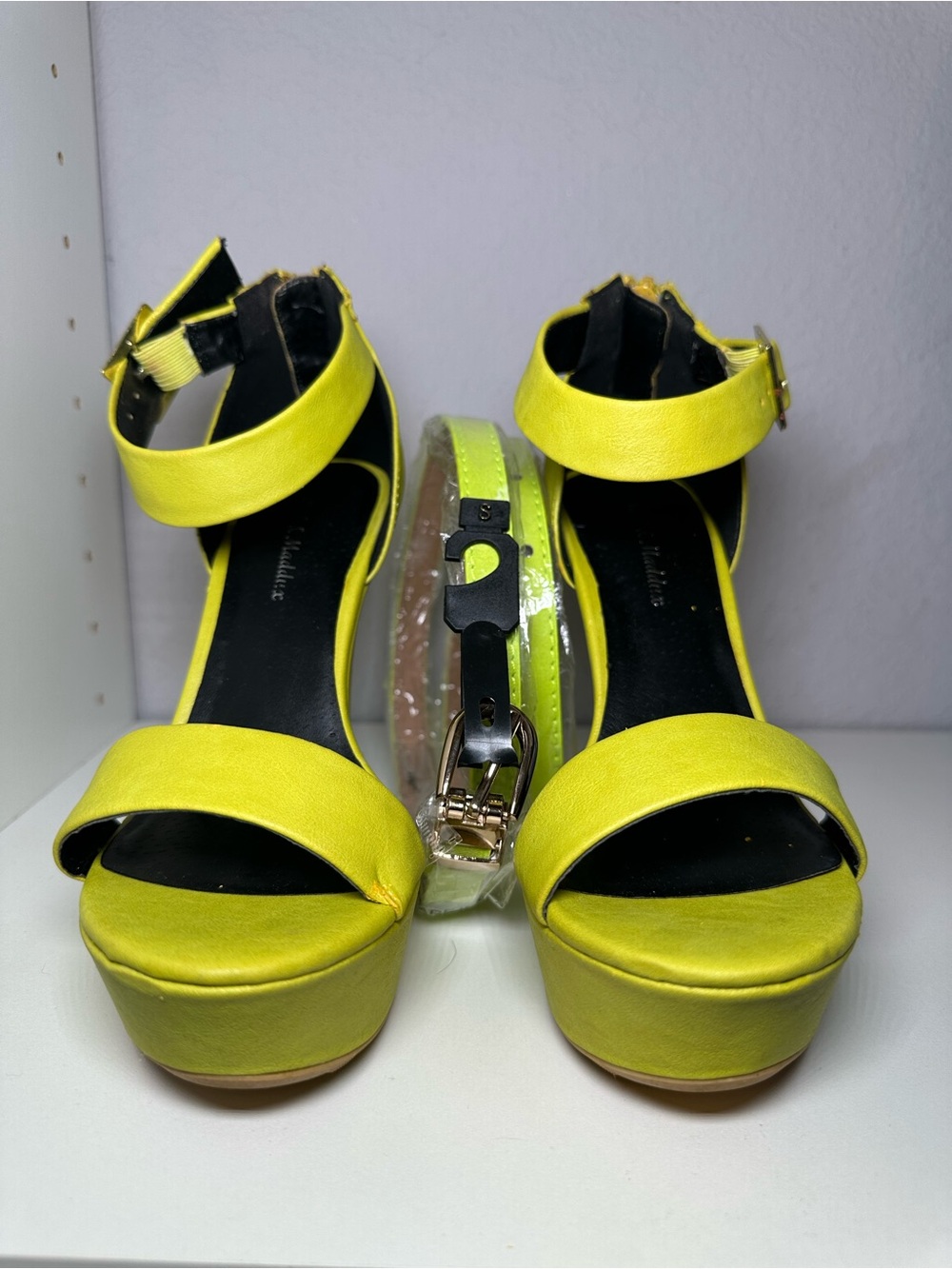 Platform Ankle-Strap Sandals in Bright Yellow
